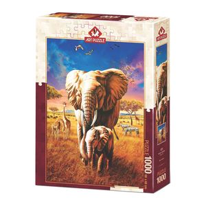 پازل 1000 تکه آرت پازل مدل mother elephant كد 5204